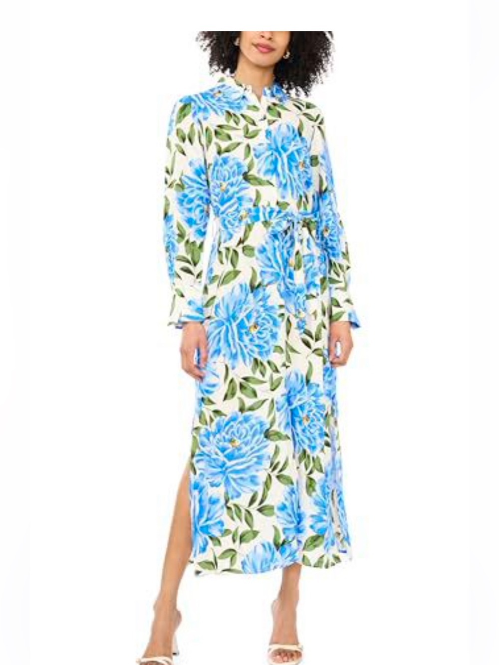 Vince Camuto Women's Floral Collared Belted Midi Shirt Dress Size Small NWT